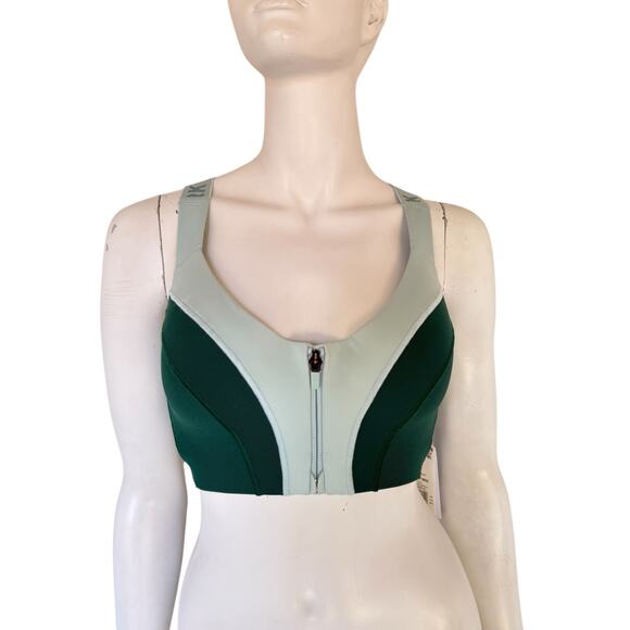 Adidas Ivy Park Beyoncé MEDIUM SUPPORT ZIP BRA Green NWT! - Picture 3 of 6